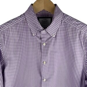 Charles Tyrwhitt Mens Purple Gingham Slim Fit Non Iron Dress Shirt 16 1/2 35